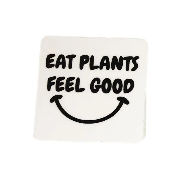 'Eat Plants, Feel Good' Minimalist Sticker – Plant Active (White Background) 1