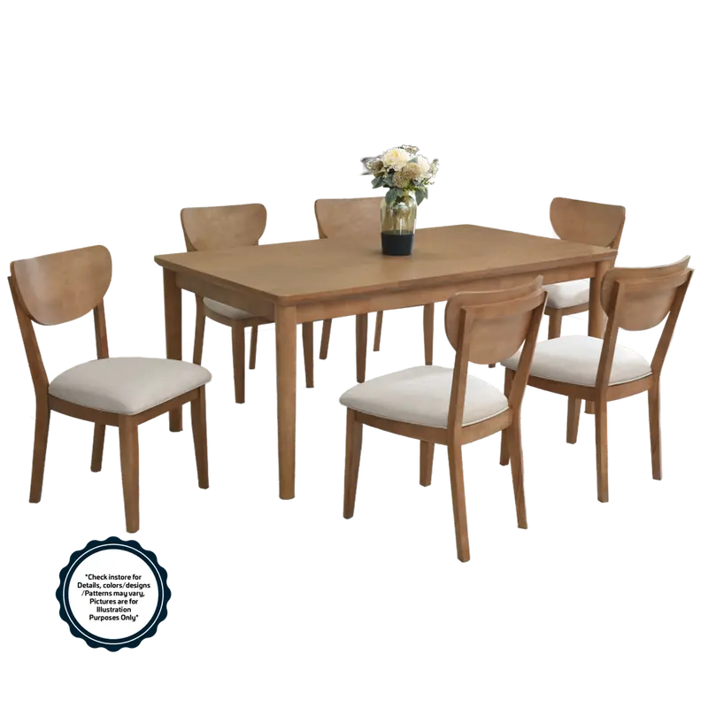 Estay 7-Piece Dining Set – Oak Veneer, 1800 × 1000 × 750Mm Table + Chairs (#Stw1719) 1