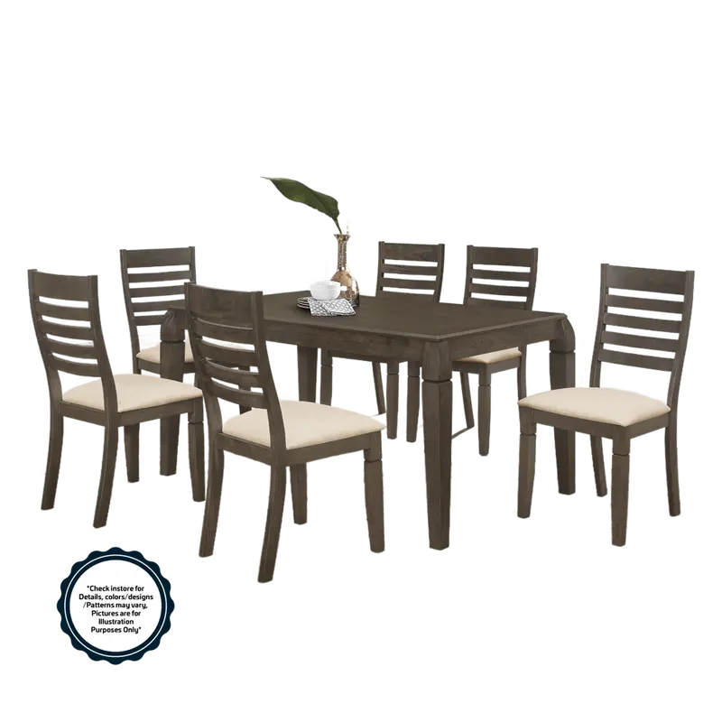 Estay 7-Piece Dining Set – Walnut Veneer, 1500 × 900 × 750Mm Table + Chairs (#Stw1523) 1