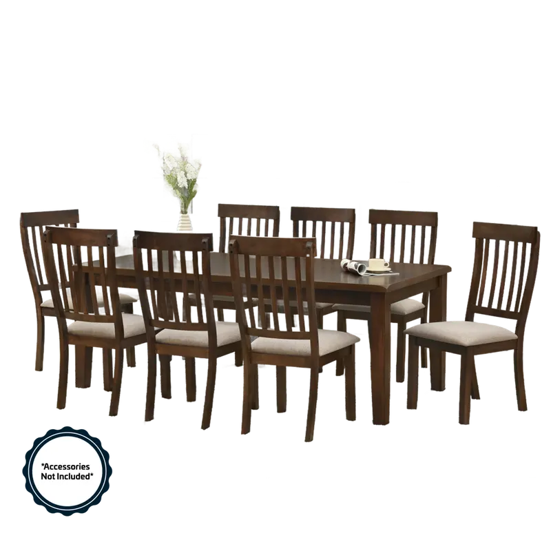 Estay 9-Piece Dining Set – Dark Walnut Finish, 2000 × 1000 × 750Mm Table + Chairs (#Stw1689) 1