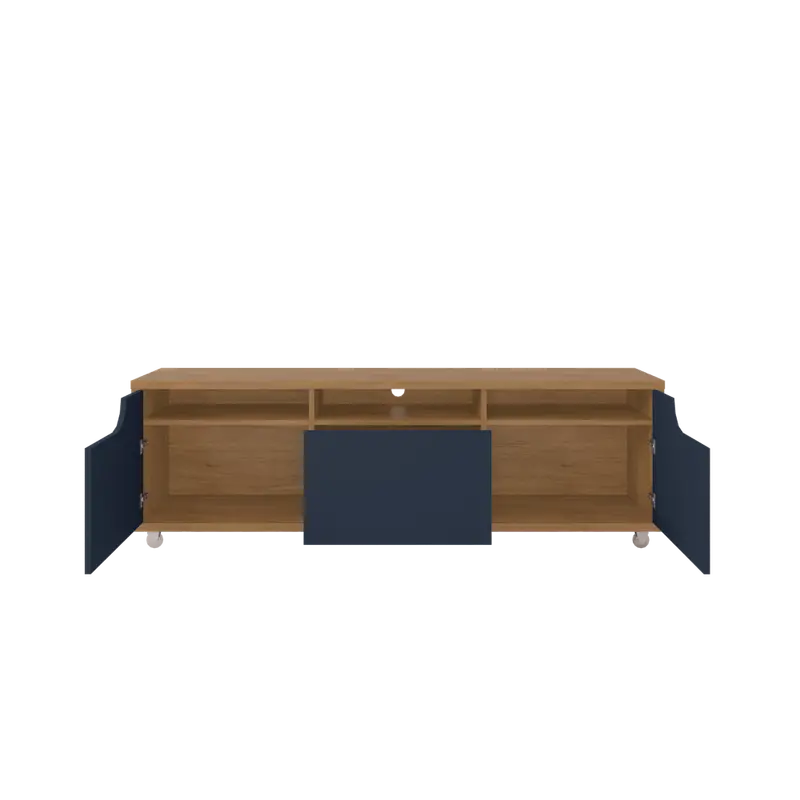 Fb Jersey Tv Stand | Cedar & Cobalt Blue High-Gloss Finish | 1800 X 385 X 502Mm | Stylish Living Room Media Shelf | Model 11083595 (No Warranty) 1