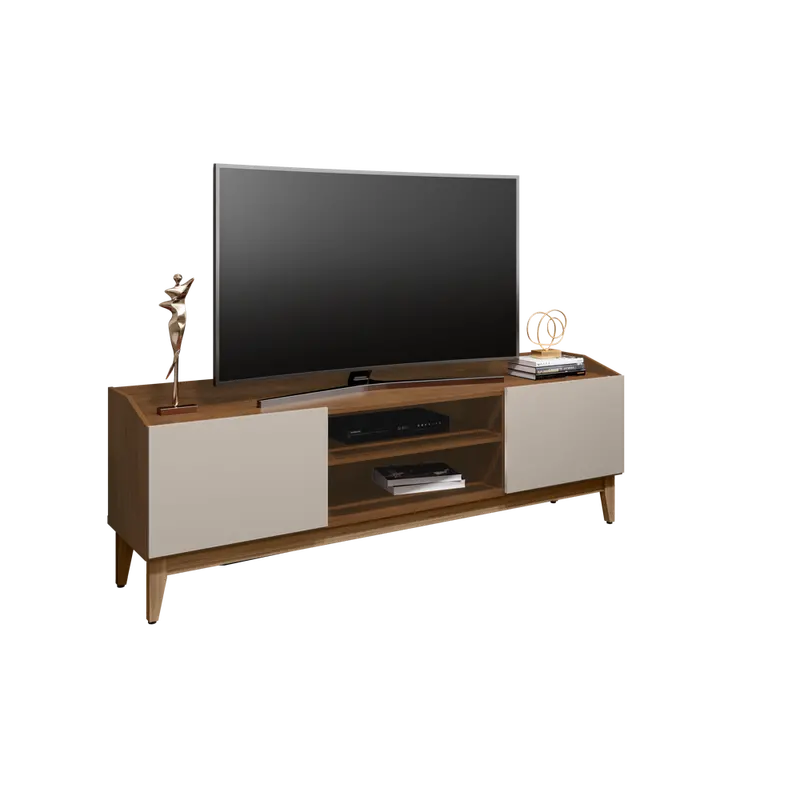 Fb Ravena Compact Tv Stand | Cedar & Off-White High-Gloss Design | 1600 X 415 X 600Mm | Space-Saving Entertainment Unit | Model 11072345 (No Warranty) 1