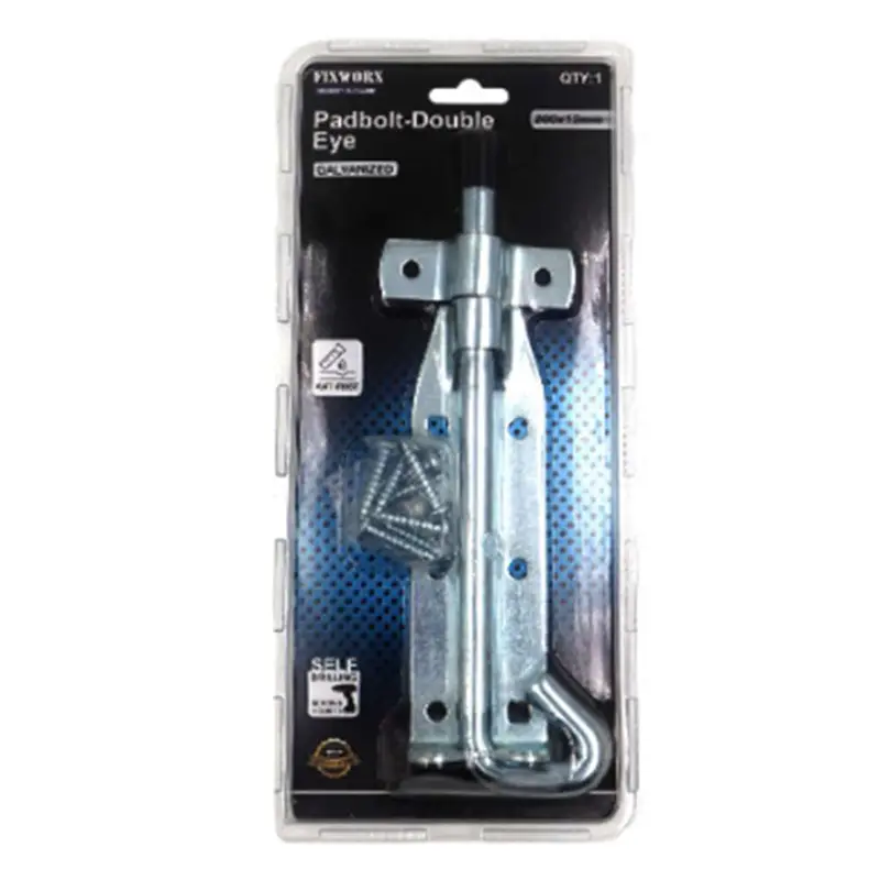 Fixworx Heavy-Gauge Galvanized Double-Eye Padbolt, 200 × 12 Mm 1