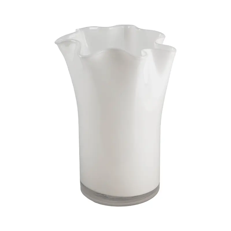 Flared White Glass Vase – Modern Minimalist Design 1
