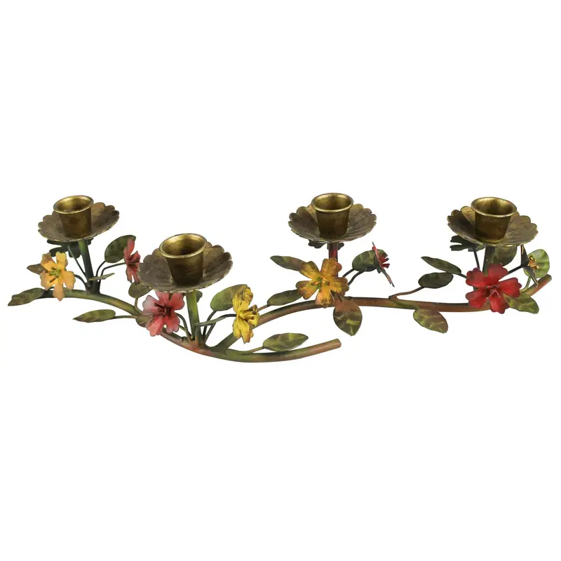 Floral Branch Metal Taper Candle Holder – Vintage-Inspired Design 1