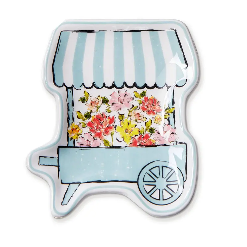 Flower Cart Ceramic Trinket Dish – Multi-Tone Earthenware, Spring Collection 1