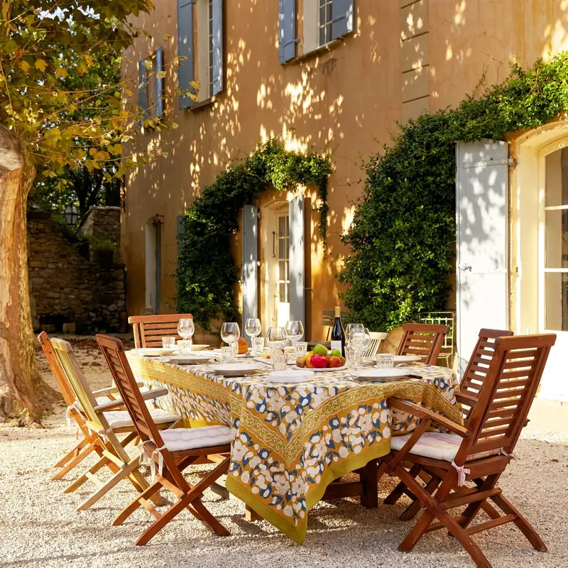 Forest Harvest Mustard And Navy Table Linen Collection 1