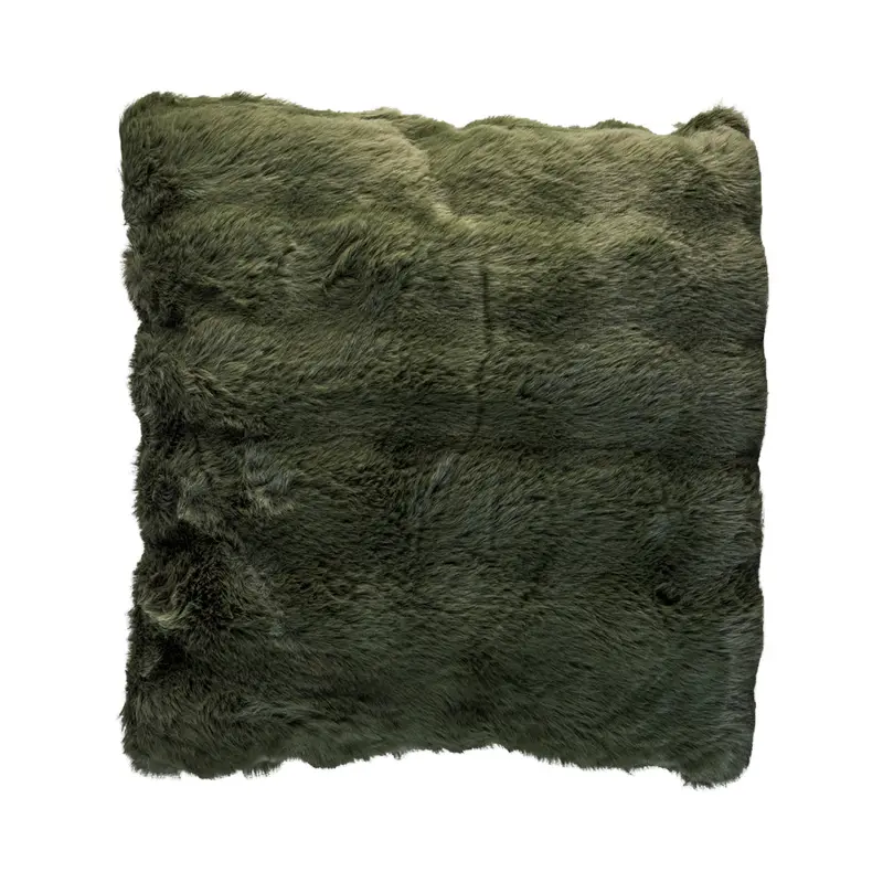 Forest-Striped Faux Rabbit Fur Cushion – 50X50 Cm Square Accent Pillow 1