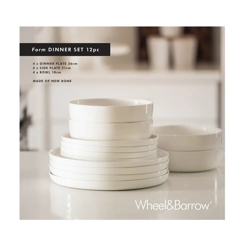 Form White 12-Piece Bone China Dinnerware Set 1