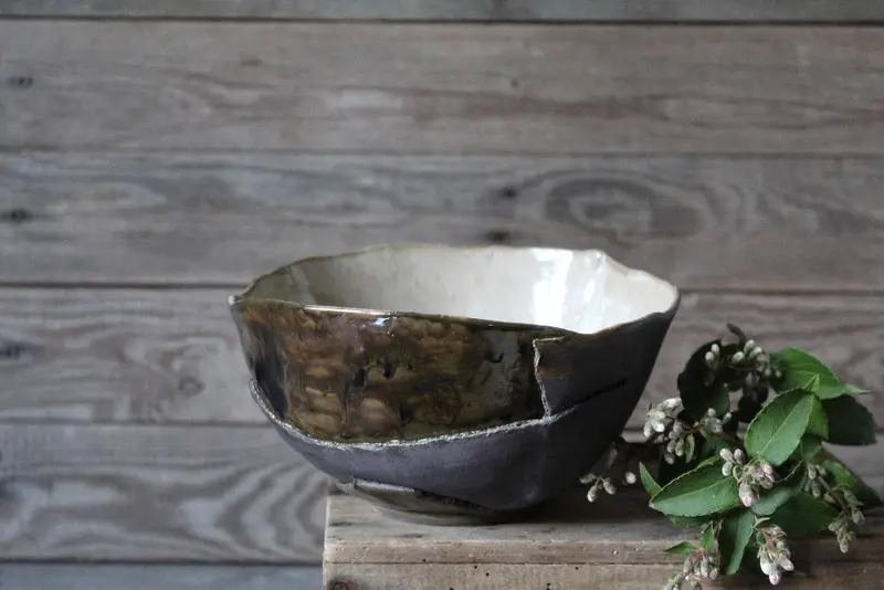 Frammenti Black Stoneware Serving Bowl 1
