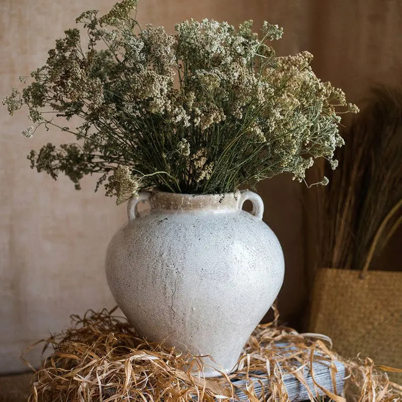 French Country White Ceramic Vase – Large Farmhouse Style Centerpiece 1