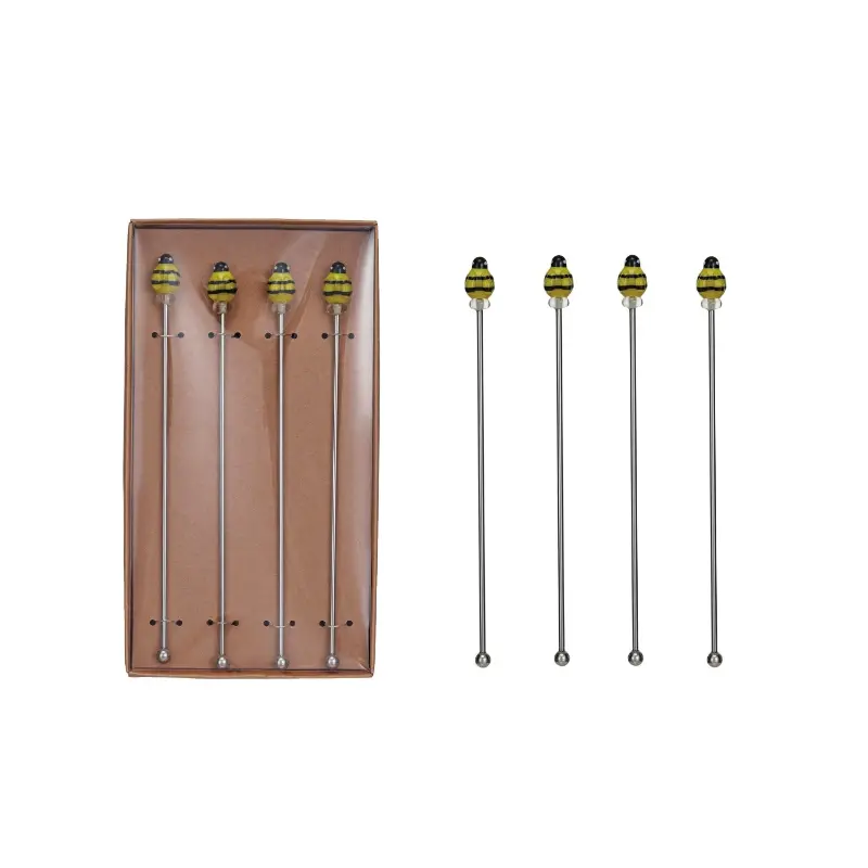 Glass Bee-Shaped Cocktail Stirrers – Whimsical Bar Accessories 1