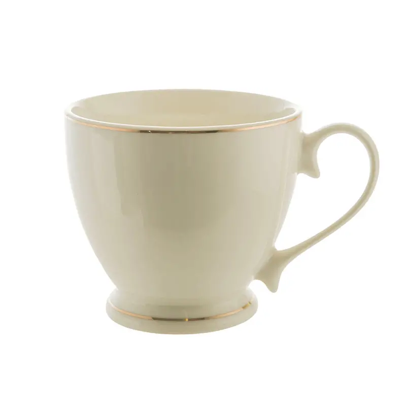 Gold-Rimmed White 400Ml Bone China Pedestal Teacup 1