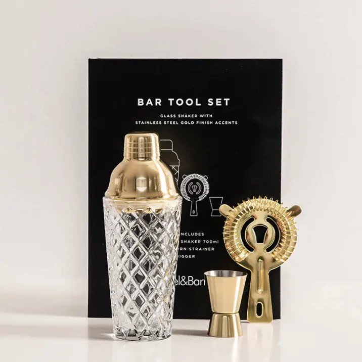 Gold-Trimmed Glass Cocktail Set – Modern Barware Ensemble 1