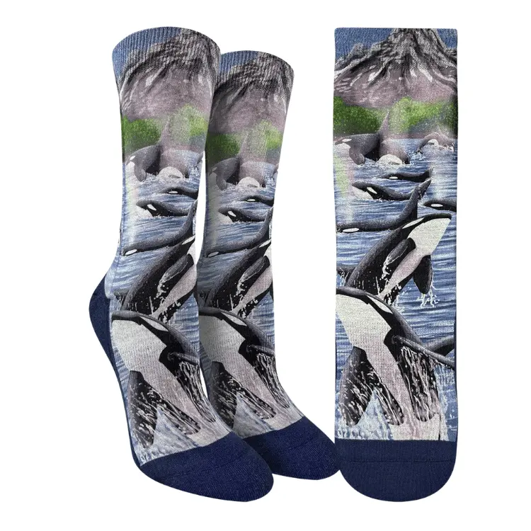 Good Luck Socks – Breaching Orca Ocean Theme, Soft & Stretchy 1