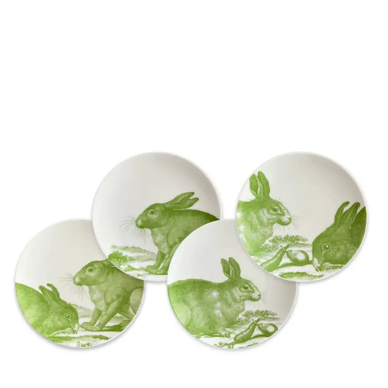Green Bunnies Set Of Four Small Appetizer Plates 1