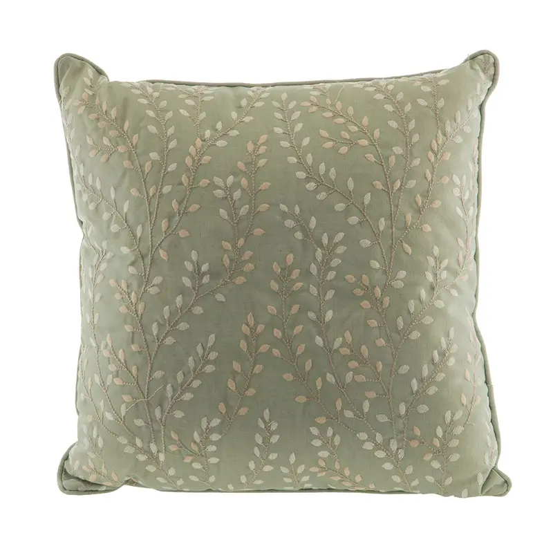 Green Haze Leaf-Print Square Cushion – 50Cm Modern Pillow 1