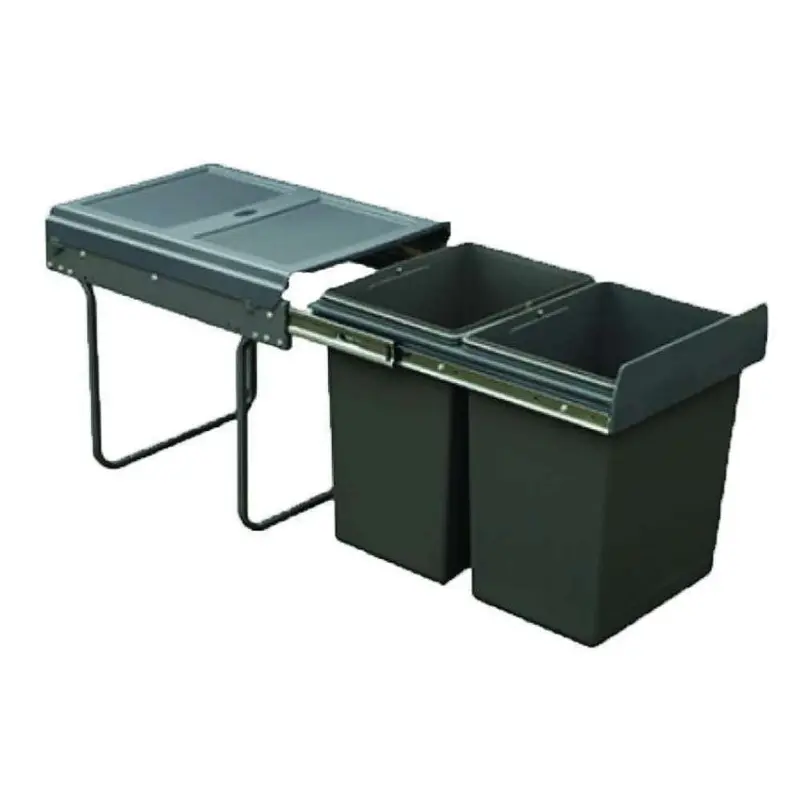Häfele Dual-Compartment Soft-Close Waste Bin – 2 × 15 L Grey Pvc, Fits 400 Mm Cabinets (495 X 364 Mm) 1