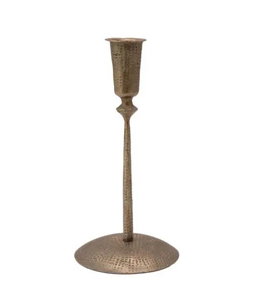 Hammered Brass Taper Candle Holder For Modern Tablescapes 1