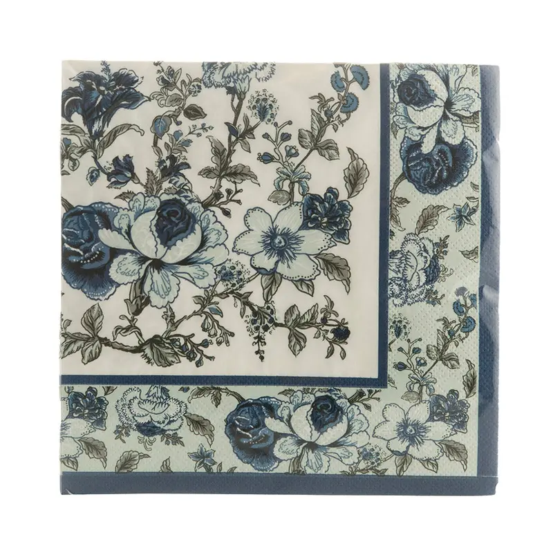 Hamptons Blue Floral Print 33Cm Disposable Paper Napkins (Pack Of 20) 1