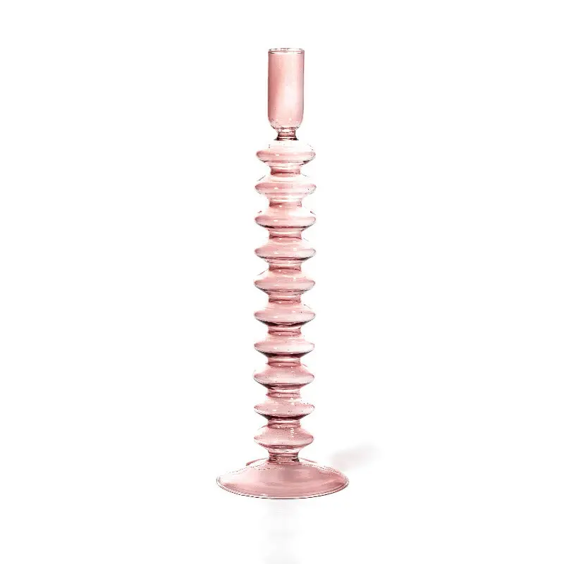Hand-Blown Colored Glass Taper Candle Holder 4