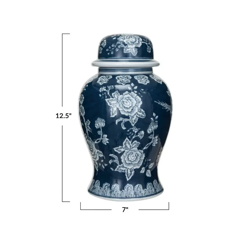 Hand-Painted Blue-And-White Ginger Jar Decor 1