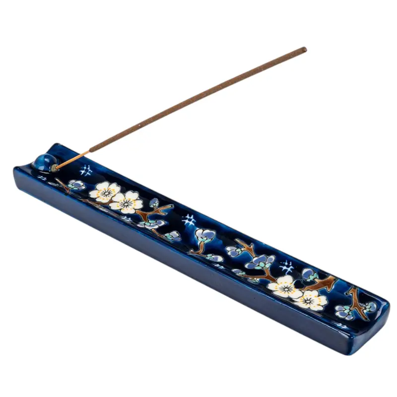 Hand-Painted Plum Blossom Ceramic Incense Holder 1