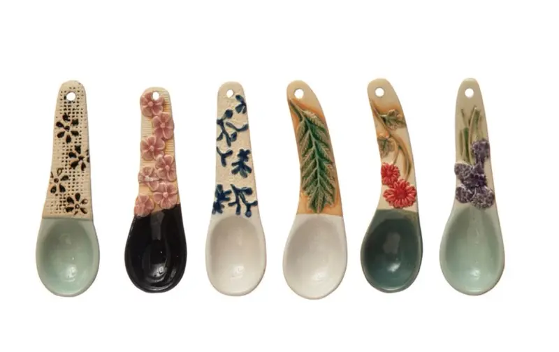 Hand-Painted Stoneware Serving Spoons – Artisan Crafted 1