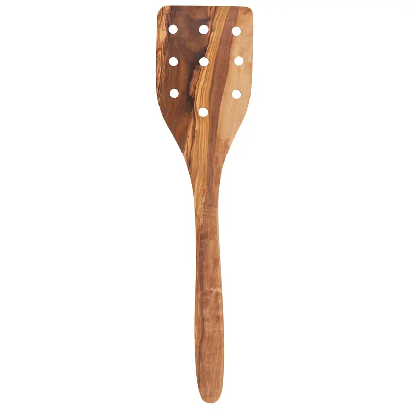Handcrafted Olive Wood Slotted Spatula 1