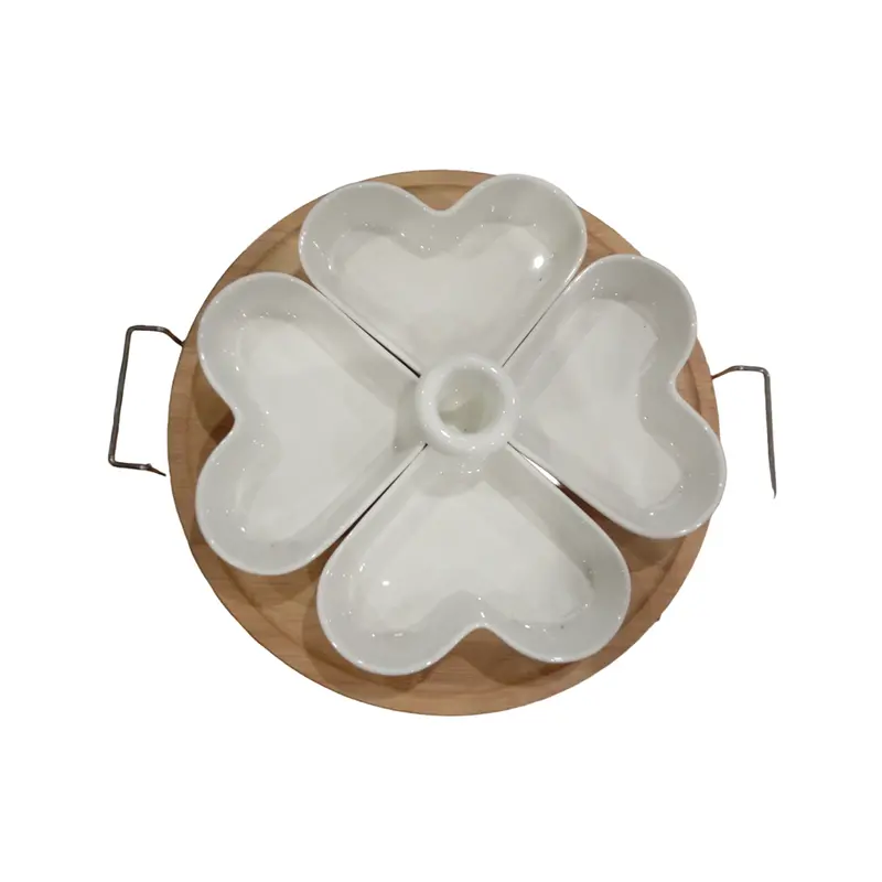 Heart-Shaped Ceramic Fruit Serving Dish Set – 4-Piece With Base 1