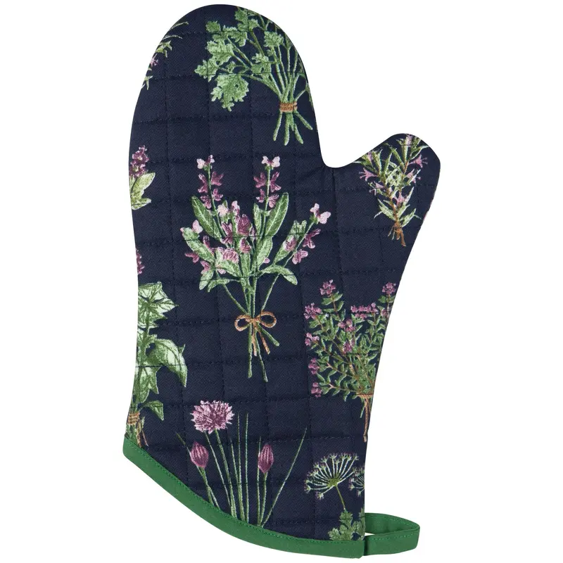 Herb-Printed Cotton Oven Mitt 1