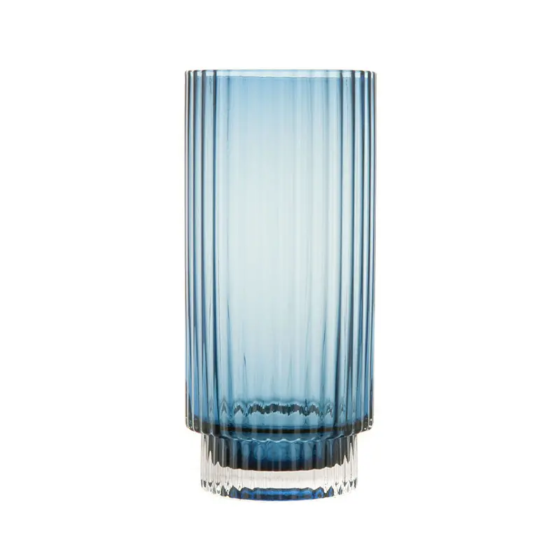 Hiball Glass Tumbler In Navy Blue With Optic Texture 1