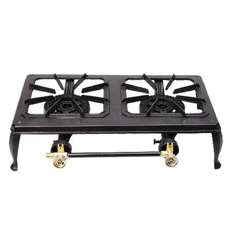 Home Basics 2-Burner Cast Iron Stove Stand With Dual Ring Burners 1