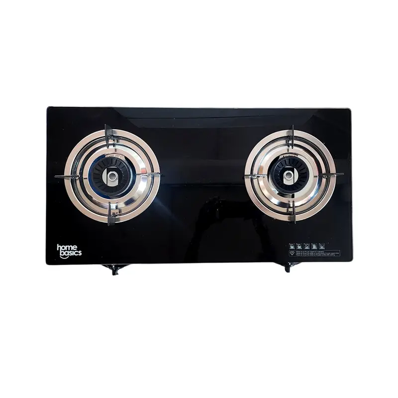 Home Basics 2-Burner Tabletop Gas Stove – Sleek 6Mm Tempered Glass Surface 1