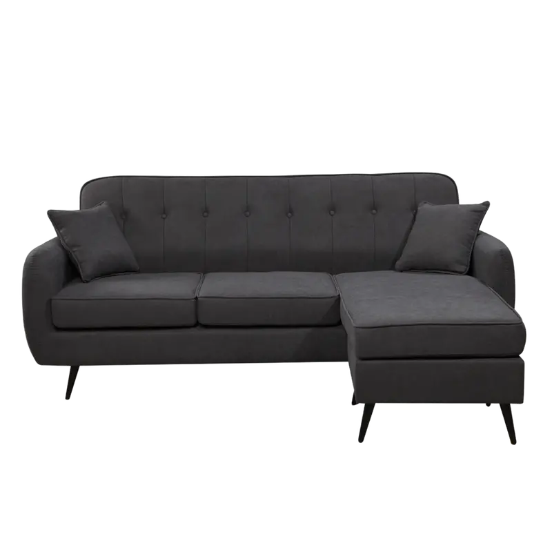 Home Basics 2+L Fabric Sofa With Matching Ottoman – Charcoal Grey (#Ya330) 1