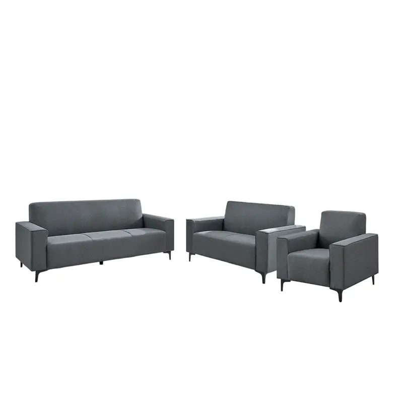 Home Basics 3+2+1 Fabric Sofa Set – Dark Grey (#Ae348) 1