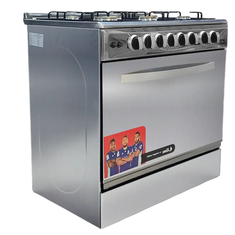 Home Basics 6-Burner Freestanding Gas Cooker With Oven – Stainless Steel Finish & Tempered Glass Lid 1
