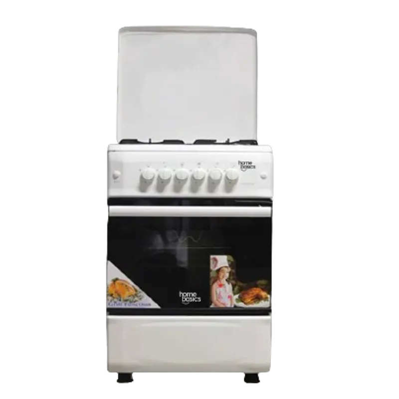 Home Basics 60Cm Free-Standing 4-Burner Gas Cooker With Integrated Gas Oven – White Finish 1