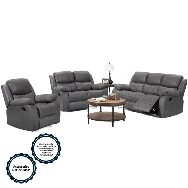Home Basics Charcoal Fabric 4-Seater Corner Recliner Sofa 1