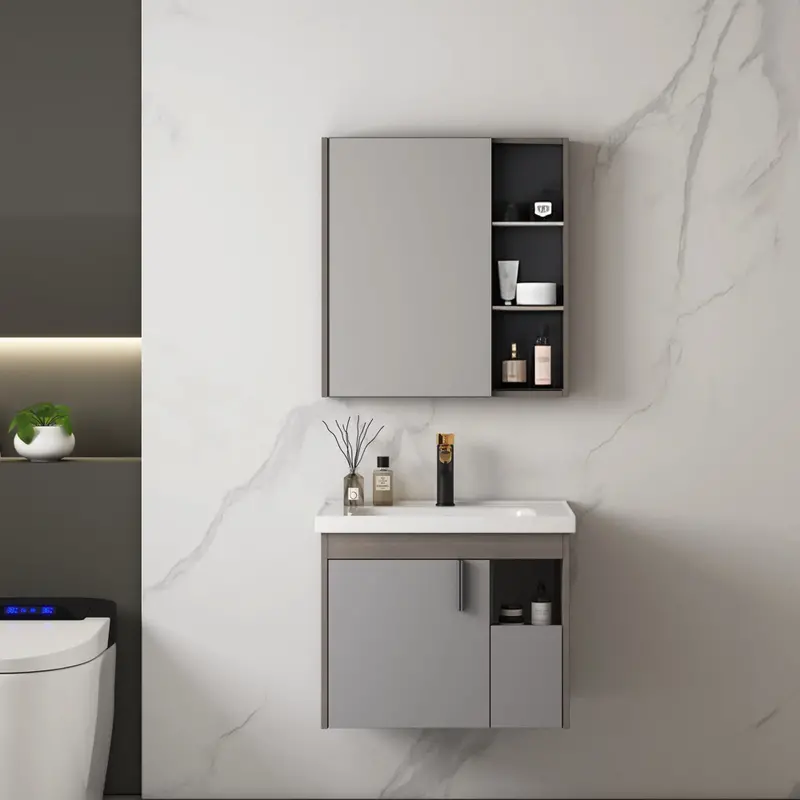 Huli Plywood Wall Cabinet With Integrated Mirror – 600 X 600 X 490 Mm 1