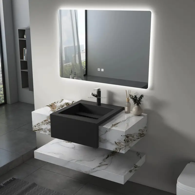 Huli Stone-Finish Mirror Cabinet – 1000 X 1000 X 150 Mm 1