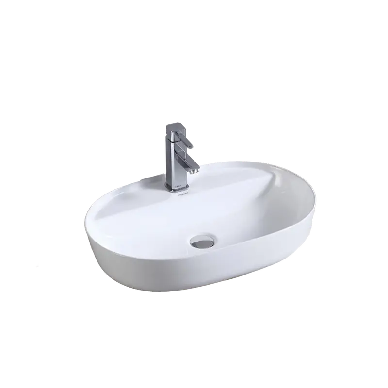Inox Above-Counter Rectangular Basin With Waste – 615 X 415 X 135 Mm, White 1