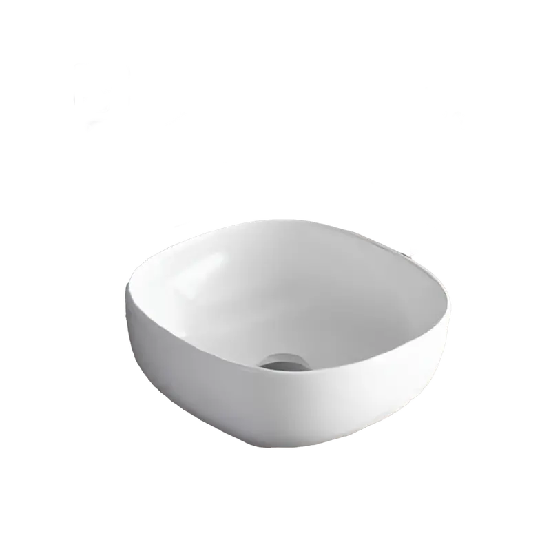 Inox Above-Counter Square Basin With Waste Fitting – 425 X 425 X 145 Mm, White 1