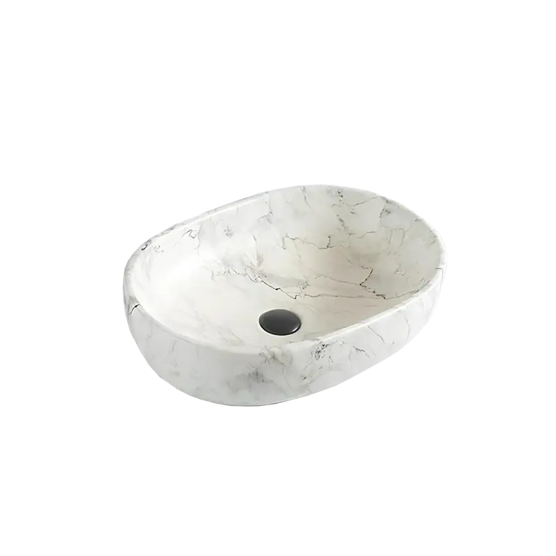 Inox Marb Oval 590 Mm White Countertop Basin 1