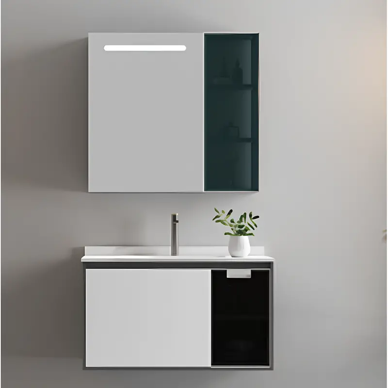 Inox Trend Bathroom Vanity Unit With Integrated Mirror – White Finish, 800 × 500 × 450Mm Cabinet + 750 × 140 × 700Mm Mirror 1
