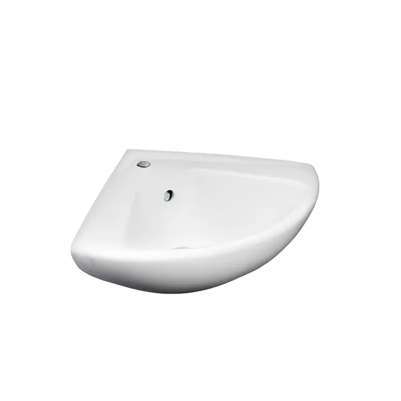 Inox Trend Corner-Mount Bathroom Basin With Bracket, Plug & Waste – 430 X 345 X 175 Mm, White 1
