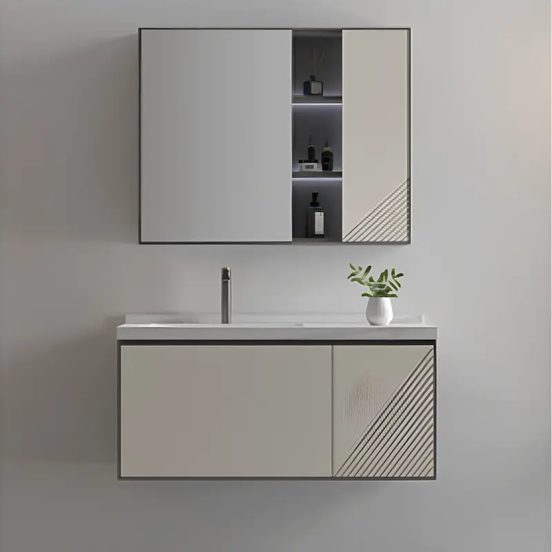 Inox Trend Ivory Bathroom Vanity Unit With Integrated Mirror – 1000X500X520Mm 1