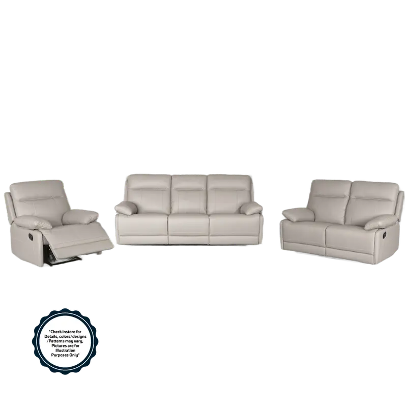 Isella 3+2+1 Half-Leather Recliner Sofa – Beige Finish, Model #3213 1