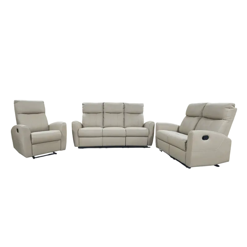 Isella 3+2+1 Half-Leather Reclining Lounge Suite – Beige (#3252) 1