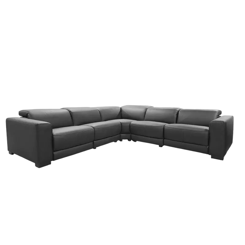 Isella Black 5-Seater Corner Recliner Sofa – Half-Leather, Electric #8400 1